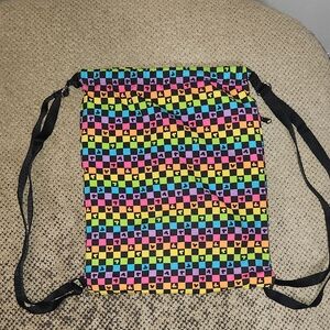 Disney Parks Multicolor Mickey Checkered Cinch Backpack